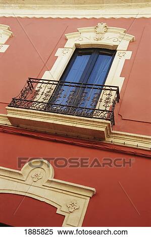 Detail Of Balcony And Red Building, Almeria View Large Photo Image Stock Photography - Detail Of Balcony And Red Building, Almeria. Fotosearch