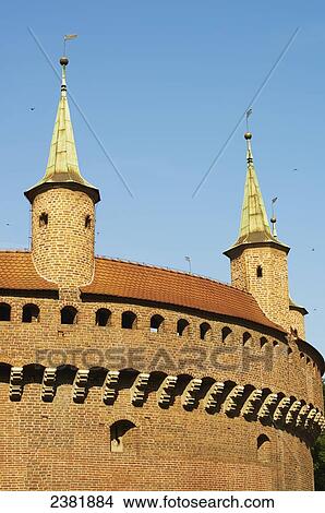 Picture - Detail of Barbican outside old city of Krakow; Krakow, Poland. Fotosearch