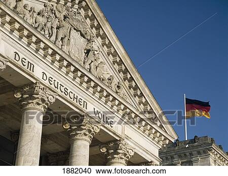 Detail Of Bundestag (Reichstag) With German Flag In Front View Large Photo Image Stock Image - Detail Of Bundestag (Reichstag) With German Flag In Front. Fotosearch
