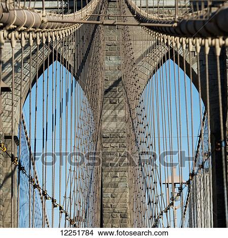 Detail of cables on a bridge; New York City, New York, United States of America View Large Photo Image Picture - Detail of cables on a bridge; New York City, New York, United States of America. Fotosearch
