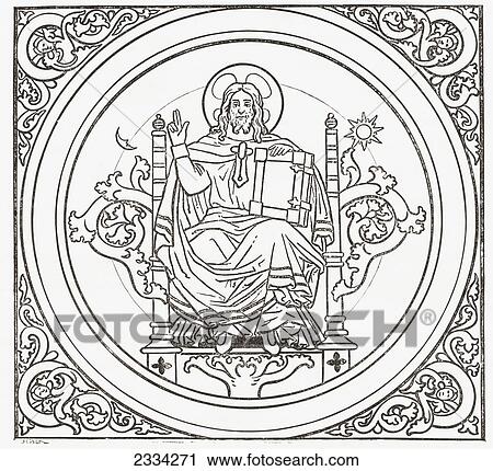 Detail Of Ceiling Mural Of Christ Pantocrator In St. Michael's Church, Hildesheim, Germany. From Histoire Des Peintres, ÉCole Allemande, Published 1875 View Large Photo Image Stock Image - Detail Of Ceiling Mural Of Christ Pantocrator In St. Michael's Church, Hildesheim, Germany. From Histoire Des Peintres, ÉCole Allemande, Published 1875. Fotosearch