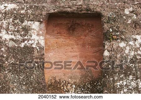Stock Image - Detail Of Cinco Hornacinas (Five Niches) On The Carved Stone Hill Of El Fuerte De Samaipata, Santa Cruz Department, Bolivia. Fotosearch