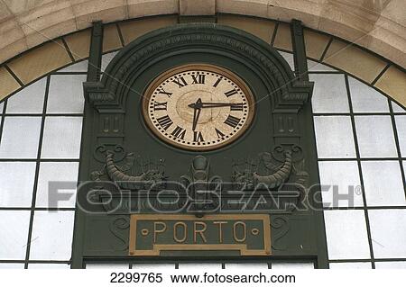 Detail of clock in the interior of the main train station, Estacao Sao Bento, Porto, Portugal View Large Photo Image Stock Photography - Detail of clock in the interior of the main train station, Estacao Sao Bento, Porto, Portugal. Fotosearch