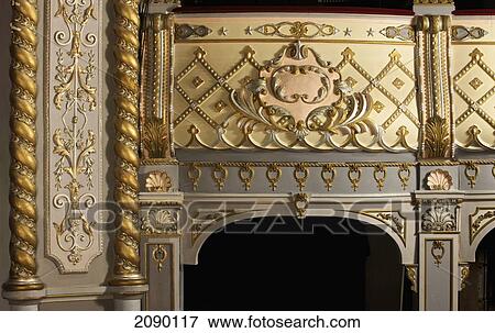 Stock Photo - Detail Of Decorative Plaster Work. Auditorium Old Vic Theatre, London, Uk. Fotosearch