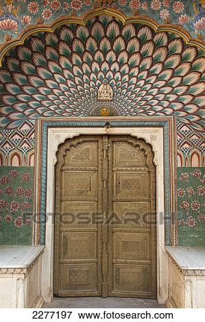 Detail of doorway in the City Palace; Jaipur, Rajasthan, India View Large Photo Image Stock Photo - Detail of doorway in the City Palace; Jaipur, Rajasthan, India. Fotosearch