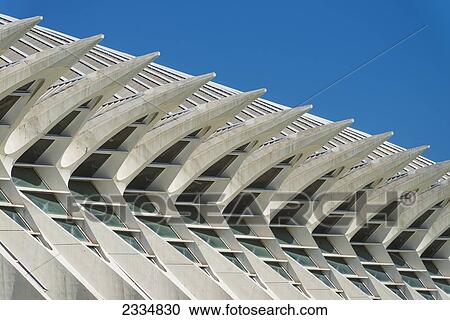 Stock Image - Detail Of El Museu De Les Ciencies Principe Felipe In Ciudad De Las Artes Y Las Ciencias (City Of Arts And Sciences); Valencia, Spain. Fotosearch