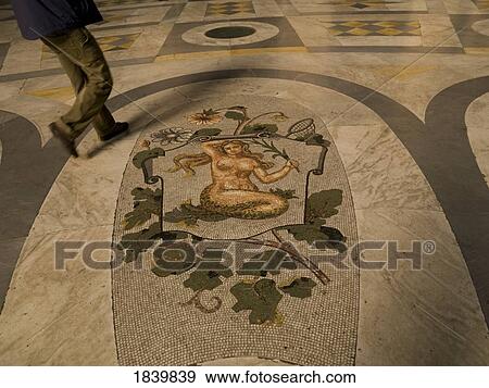 Detail Of Floor Mosaic Representing Marmaid Holding Tree Bough; Naples, Italy View Large Photo Image Stock Photo - Detail Of Floor Mosaic Representing Marmaid Holding Tree Bough; Naples, Italy. Fotosearch