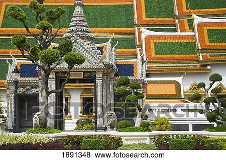 Stock Photo - Detail Of Gardens And Temple In Royal Palace Complex. Fotosearch