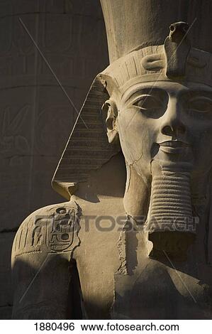 Stock Photograph - Detail Of Head Of Pharaoh Statue. Fotosearch