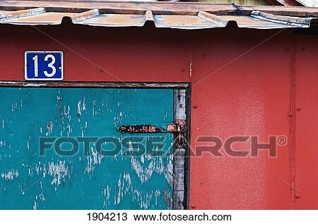 Stock Image - Detail Of Hut Door With Number, Ringkobing, Jutland, Denmark. Fotosearch