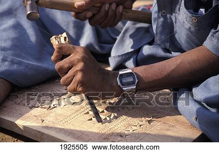 Stock Photography - Detail Of Man Woodworking At Ludia Harijan Village, North Of Bhuj. Fotosearch