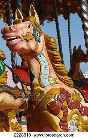 Stock Image - Detail Of Merry-Go-Round, Brighton Beach, England, Uk.. Fotosearch