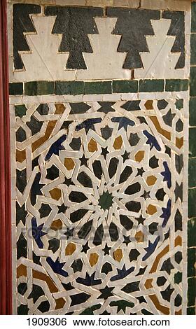 Stock Photograph - Detail Of Mosaic Tiles, Marrakesh, Morocco. Fotosearch