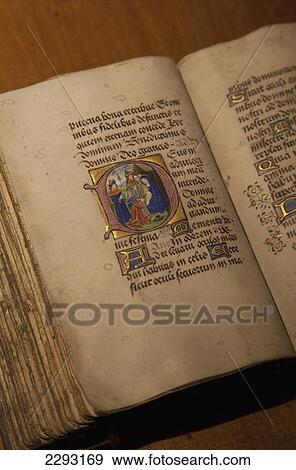 Stock Photo - Detail of one of the old books in Strahov Monastery, Prague, Czech, Republic, Europe. Fotosearch