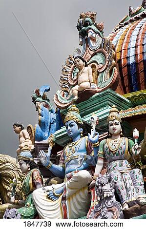 Stock Photo - Detail Of Sri Mariamman Hindu Temple; Singapore, Singapore. Fotosearch