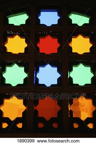 Detail Of Stained Glass In Mosque View Large Photo Image Stock Photo - Detail Of Stained Glass In Mosque. Fotosearch