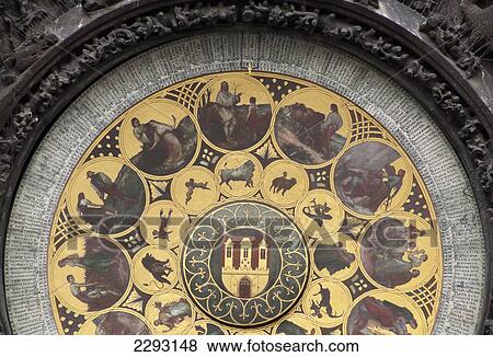 Stock Photo - Detail of the Astronomical Clock, Prague Town Hall, Czech Republic, Europe. Fotosearch