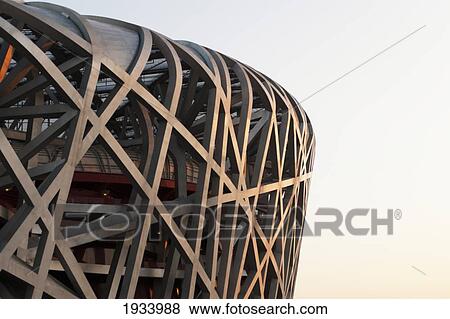 Stock Photo - Detail Of The Bird's Nest Stadium Built For 2008 Summer Olympics; Beijing, China. Fotosearch