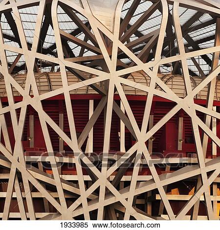 Stock Photography - Detail Of The Bird's Nest Stadium Built For 2008 Summer Olympics; Beijing, China. Fotosearch