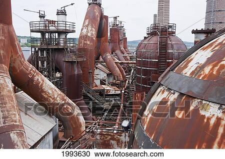 Stock Image - Detail of the blast furnace group of Volklinger Hutte (Volklingen Ironworks), Volklingen, Germany. Fotosearch
