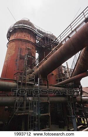 Stock Image - Detail of the blast furnace group of Volklinger Hutte (Volklingen Ironworks), Volklingen, Germany. Fotosearch