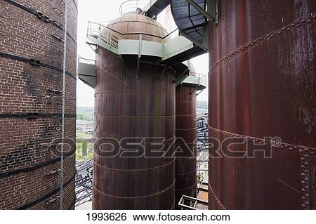 Stock Photograph - Detail of the blast furnace group of Volklinger Hutte (Volklingen Ironworks), Volklingen, Germany. Fotosearch