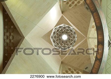 Stock Image - Detail of the ceiling inside the Museum of Islamic Art; Doha, Qatar. Fotosearch