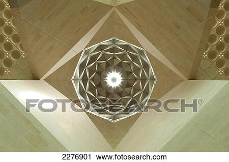 Stock Image - Detail of the ceiling inside the Museum of Islamic Art; Doha, Qatar. Fotosearch
