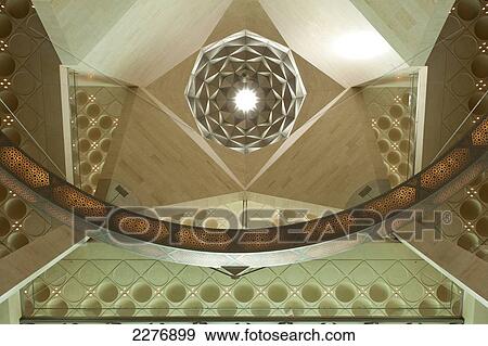 Stock Photo - Detail of the ceiling inside the Museum of Islamic Art; Doha, Qatar. Fotosearch