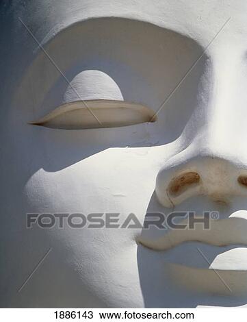 Detail Of The Face Of A White Buddha View Large Photo Image Stock Image - Detail Of The Face Of A White Buddha. Fotosearch