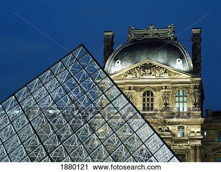 Detail Of The Glass Pyramid Outside The Louvre Museum At Dusk. View Large Photo Image Stock Image - Detail Of The Glass Pyramid Outside The Louvre Museum At Dusk.. Fotosearch