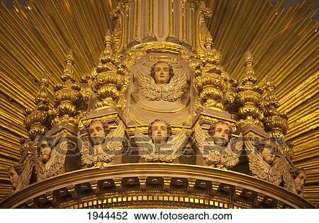 Stock Image - Detail of the main altarpiece of the Basilica Cathedral, Salta, Argentina. Fotosearch