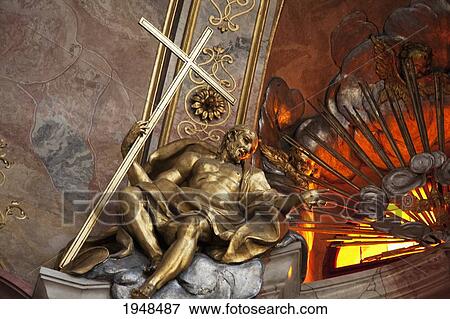 Stock Photo - Detail of the main altarpiece of the Chorherrenstift church, Duernstein in Wachau, Lower Austria, Austria. Fotosearch