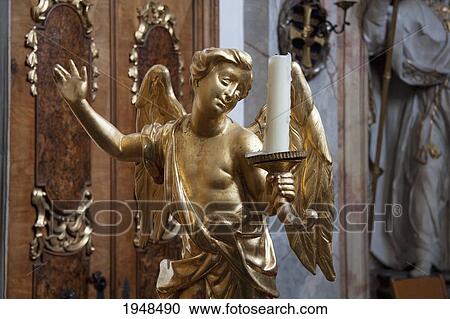 Stock Image - Detail of the pulpit in the Chorherrenstift church, Duernstein in Wachau, Lower Austria, Austria. Fotosearch