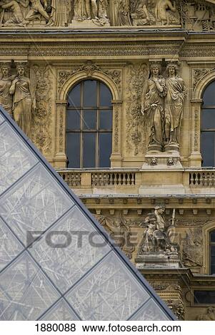 Stock Photo - Detail Of The Pyramid And The Louvre Museum.. Fotosearch