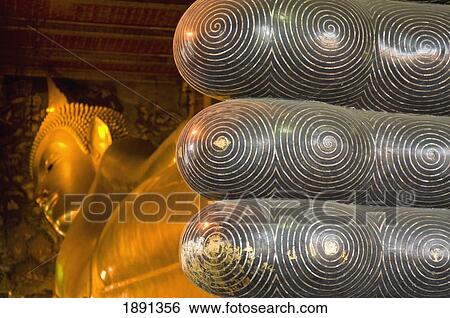 Stock Photograph - Detail Of Toes Of Large Reclining Buddha. Fotosearch