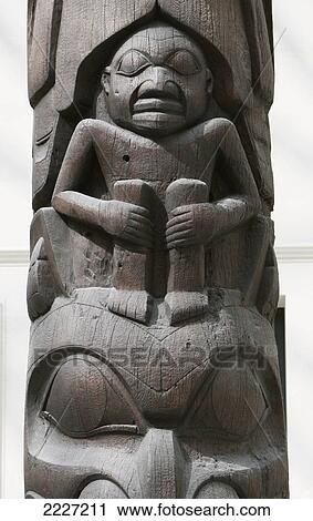 Stock Image - Detail Of Totem Pole, British Museum, London, England, Uk, Europe. Fotosearch