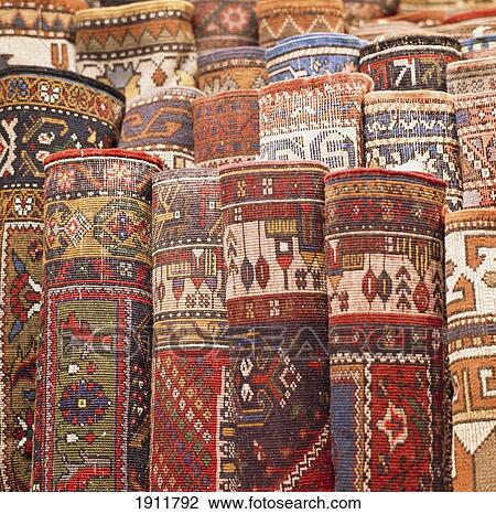 Stock Image - Detail Of Turkish Rugs Istanbul, Turkey. Fotosearch