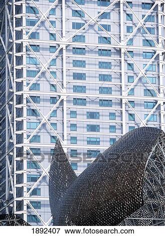 Stock Photo - Detail Of Whale And Building In Olympic Village Area If Barcelona. Fotosearch