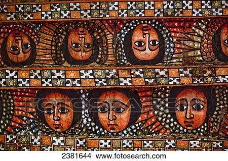 Details of the painted ceiling in Debre Berhan Selassie church; Gondar, Amhara region, Ethiopia View Large Photo Image Picture - Details of the painted ceiling in Debre Berhan Selassie church; Gondar, Amhara region, Ethiopia. Fotosearch
