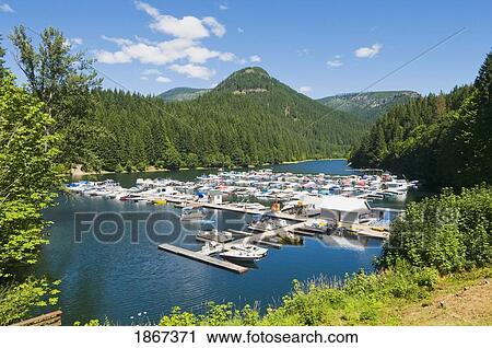 Stock Image - Detroit Lake Marina; Oregon, Usa. Fotosearch
