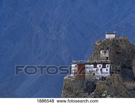 Dhankar Monastery Perched On A Cliff View Large Photo Image Stock Photo - Dhankar Monastery Perched On A Cliff. Fotosearch