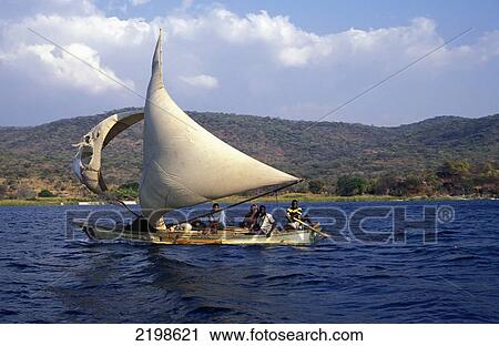 Stock Image - Dhow, Lake Nyasa (Malawi) - Mozambique. Fotosearch