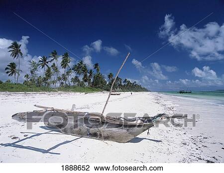 Stock Image - Dhow On Matemwe Beach. Fotosearch