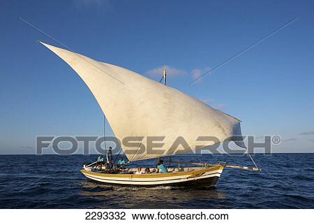 Stock Image - Dhow on the Indian Ocean; Mozambique. Fotosearch