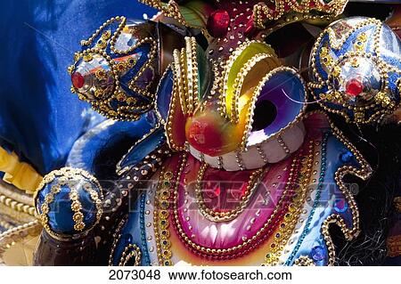 Stock Photo - Diablada Dancer Wearing An Elaborate Devil Mask And Costume In The Procession Of The Carnaval De Oruro, Oruro, Bolivia. Fotosearch