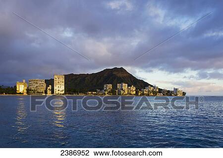 Stock Image - Diamond Head; Waikiki, Oahu, Hawaii, United States of America. Fotosearch