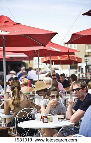 Stock Photo - Dining Outside At The Black Pearl, Bannister's Wharf, Newport, Rhode Island, Usa; Newport, Rhode Island, Usa. Fotosearch