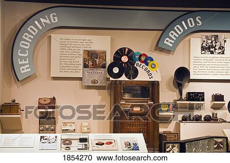 Stock Image - Display Of Vintage Music Devices. Fotosearch
