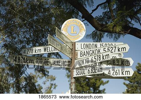 Stock Image - Distance Signs In Alice Springs, Northern Territories, Australia. Fotosearch